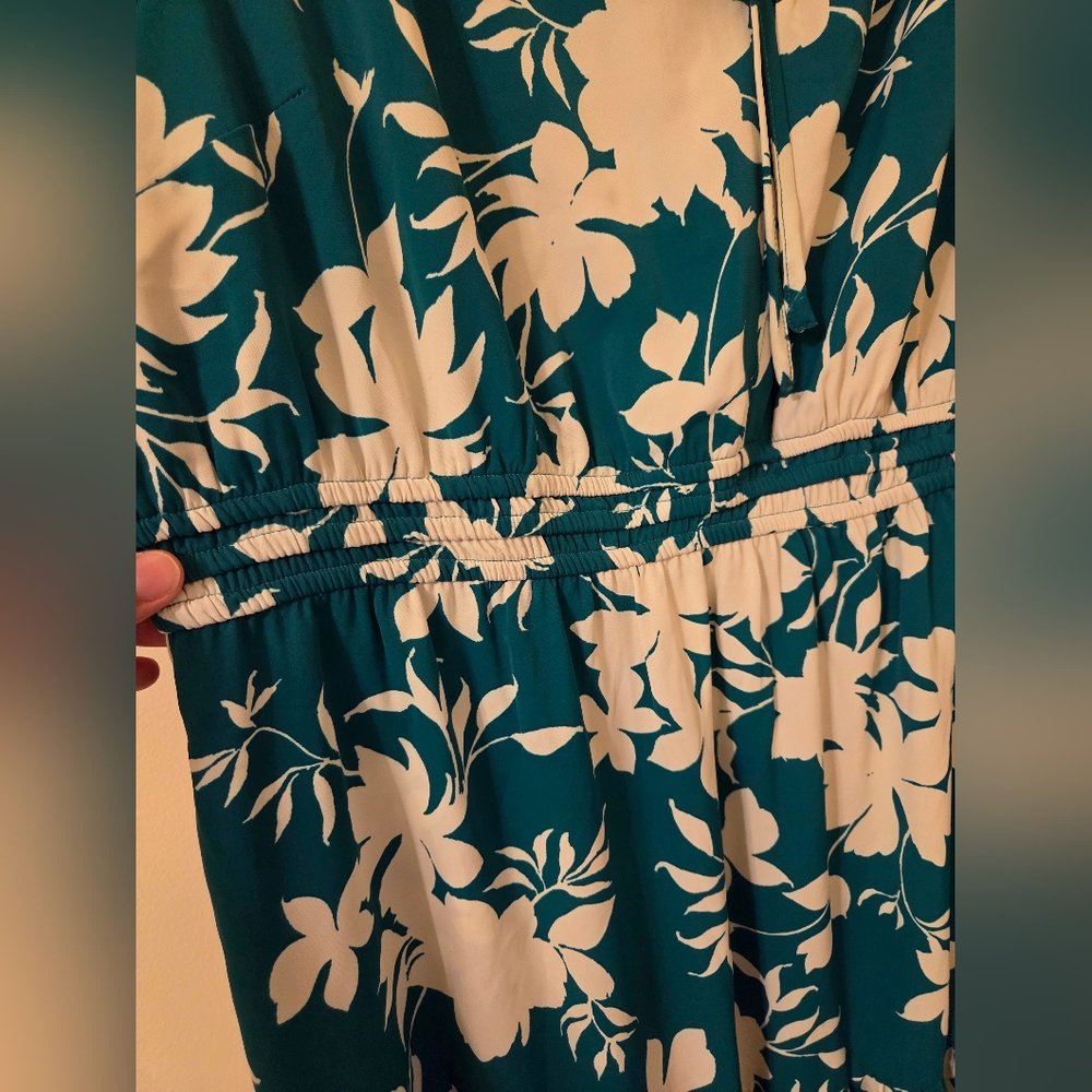 torrid Teal and White Floral Midi Dress - Picture 4 of 7